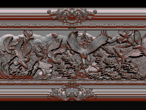 bas relief sculpture the family of eagles Modelo de Impressão 3D
