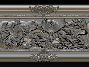 bas relief sculpture the family of eagles Modelo de Impressão 3D