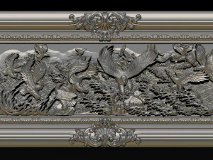 bas relief sculpture the family of eagles 3D Print Model