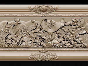 bas relief sculpture the family of eagles Modelo de Impressão 3D
