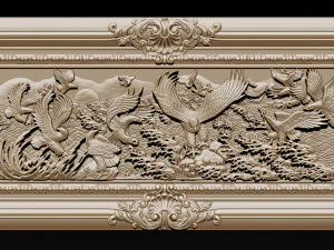 bas relief sculpture the family of eagles 3D Print Model