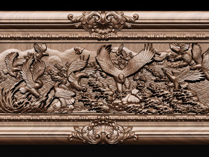 bas relief sculpture the family of eagles Modelo de Impressão 3D