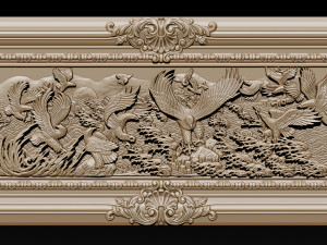 bas relief sculpture the family of eagles Modelo de Impressão 3D