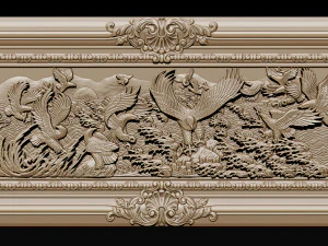 bas relief sculpture the family of eagles 3D Print Model
