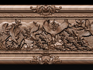 bas relief sculpture the family of eagles Modelo de Impressão 3D