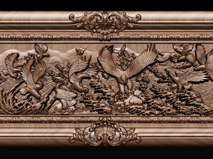 bas relief sculpture the family of eagles 3D Print Model