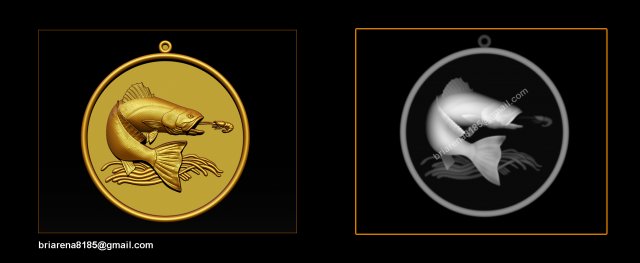 pendant little salmon - bas relief for cnc carving 3D Baskı Modeli .c4d .max .obj .3ds .fbx .stl .blend