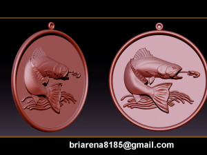 pendant little salmon - bas relief for cnc carving 3Dプリントモデル