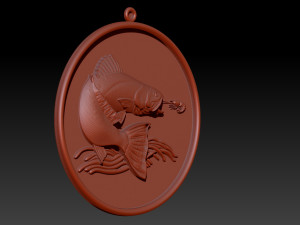 pendant little salmon - bas relief for cnc carving 3Dプリントモデル