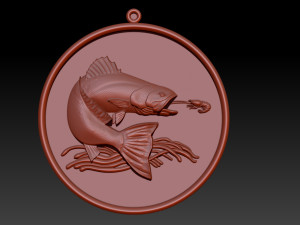 pendant little salmon - bas relief for cnc carving 3Dプリントモデル