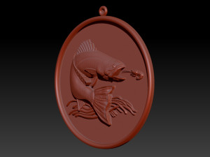 pendant little salmon - bas relief for cnc carving 3Dプリントモデル