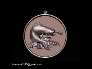 pendant little salmon - bas relief for cnc carving 3Dプリントモデル