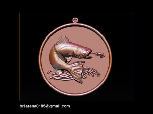 pendant little salmon - bas relief for cnc carving 3Dプリントモデル