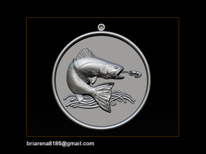 pendant little salmon - bas relief for cnc carving 3Dプリントモデル