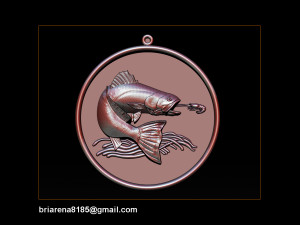pendant little salmon - bas relief for cnc carving 3Dプリントモデル