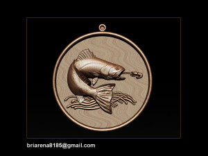 pendant little salmon - bas relief for cnc carving 3Dプリントモデル