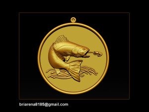 pendant little salmon - bas relief for cnc carving 3Dプリントモデル