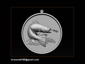 pendant little salmon - bas relief for cnc carving 3Dプリントモデル