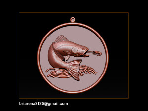 pendant little salmon - bas relief for cnc carving 3Dプリントモデル
