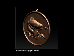 pendant little salmon - bas relief for cnc carving 3Dプリントモデル