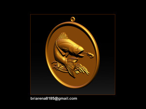pendant little salmon - bas relief for cnc carving 3Dプリントモデル