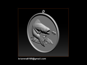 pendant little salmon - bas relief for cnc carving 3Dプリントモデル