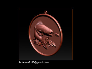 pendant little salmon - bas relief for cnc carving 3Dプリントモデル