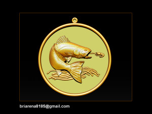 pendant little salmon - bas relief for cnc carving 3Dプリントモデル