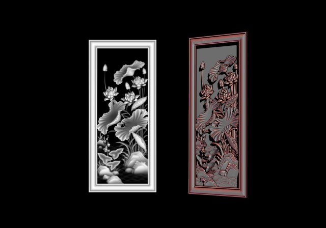 3d stl models cnc router - decorative lotus flower relief 3D-printmodel .c4d .max .obj .3ds .fbx .stl .blend 