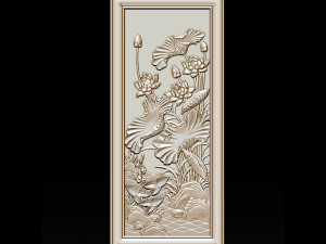 3d stl models cnc router - decorative lotus flower relief 3D-printmodel