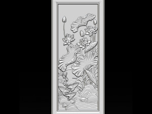 3d stl models cnc router - decorative lotus flower relief 3D-printmodel
