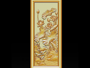 3d stl models cnc router - decorative lotus flower relief 3D-printmodel