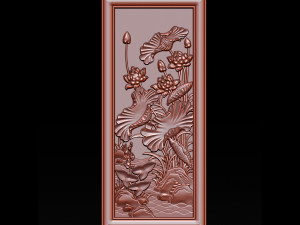 3d stl models cnc router - decorative lotus flower relief 3D-printmodel