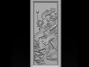 3d stl models cnc router - decorative lotus flower relief 3D-printmodel