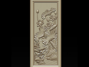 3d stl models cnc router - decorative lotus flower relief 3D-printmodel