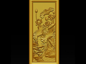 3d stl models cnc router - decorative lotus flower relief 3D-printmodel