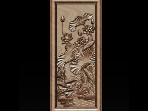 3d stl models cnc router - decorative lotus flower relief 3D-printmodel