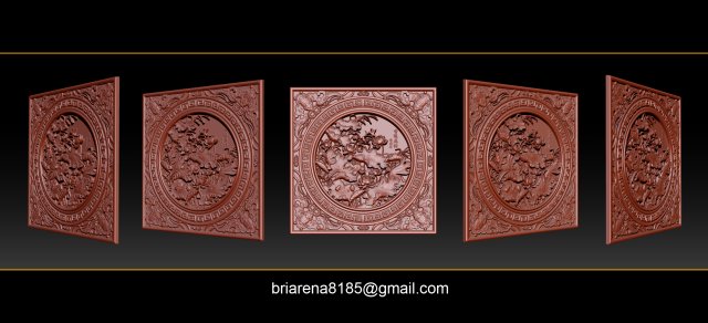 3d stl models cnc router - carved mural lotus Model Cetak 3D .c4d .max .obj .3ds .fbx .stl .blend 