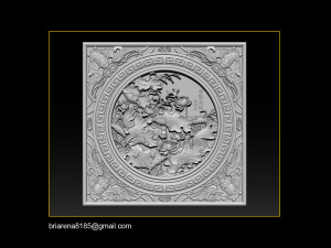 3d stl models cnc router - carved mural lotus Model Cetak 3D