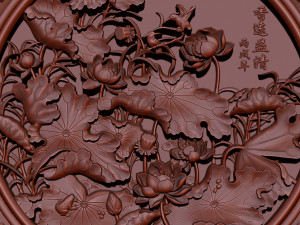3d stl models cnc router - carved mural lotus Model Cetak 3D