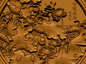3d stl models cnc router - carved mural lotus Model Cetak 3D