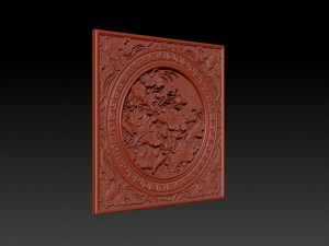 3d stl models cnc router - carved mural lotus Model Cetak 3D