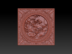 3d stl models cnc router - carved mural lotus Model Cetak 3D