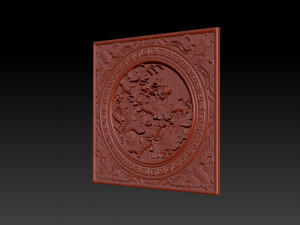 3d stl models cnc router - carved mural lotus Model Cetak 3D