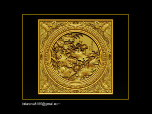 3d stl models cnc router - carved mural lotus Model Cetak 3D