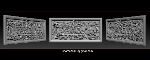 mural landscape wood carving file stl obj and ztl for cnc 3D Print Model .c4d .max .obj .3ds .fbx .stl .blend