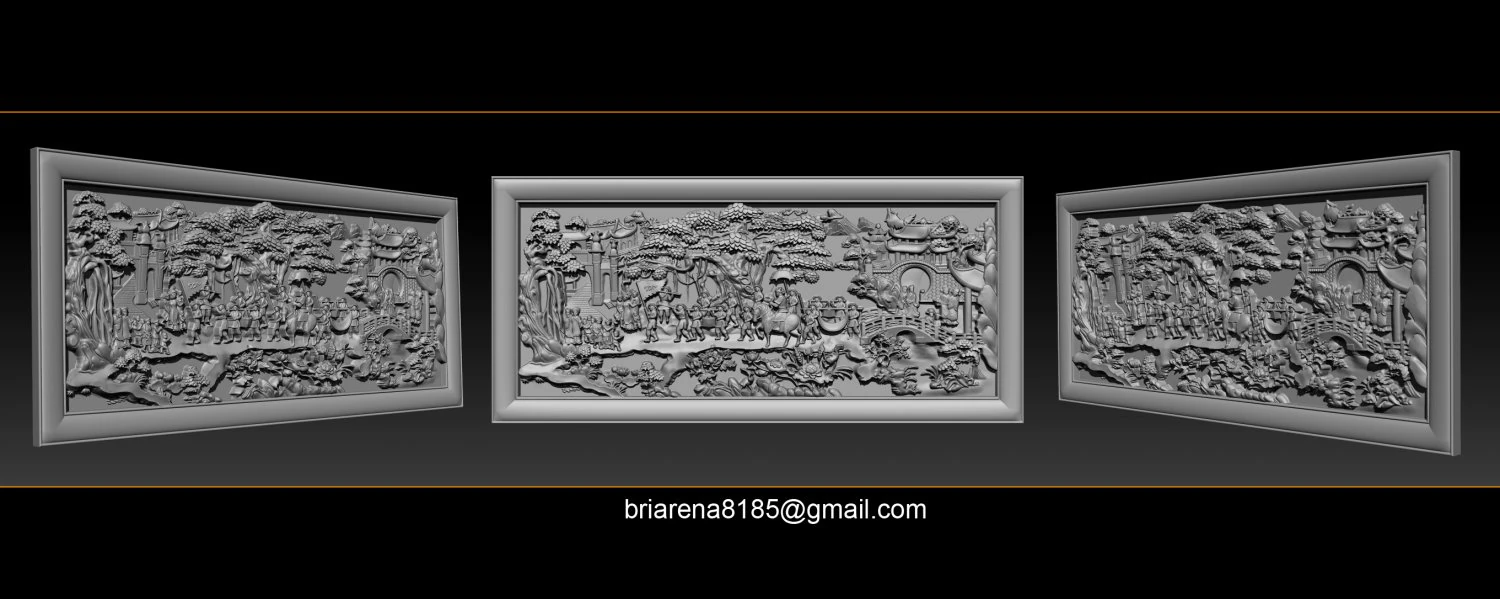 mural landscape wood carving file stl obj and ztl for cnc 3D Print Model .c4d .max .obj .3ds .fbx .stl .blend
