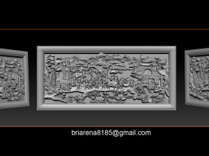 mural landscape wood carving file stl obj and ztl for cnc 3D Print Models