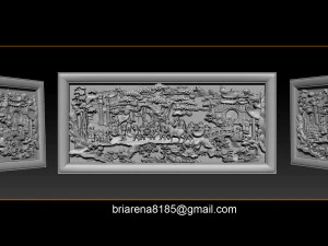 file ukiran kayu lanskap mural stl obj dan ztl untuk cnc Model Cetak 3D