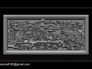 mural landscape wood carving file stl obj and ztl for cnc 3D Print Model